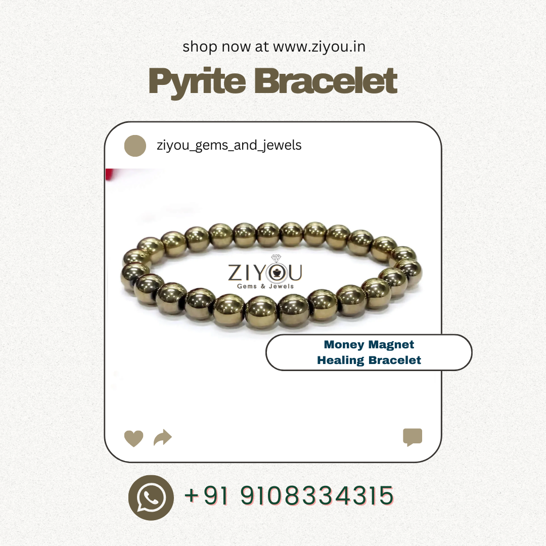 Pyrite Crystal Bracelet - 8mm Money Attraction & Wealth Magnet | Ziyou Gems & Jewels - Bangalore