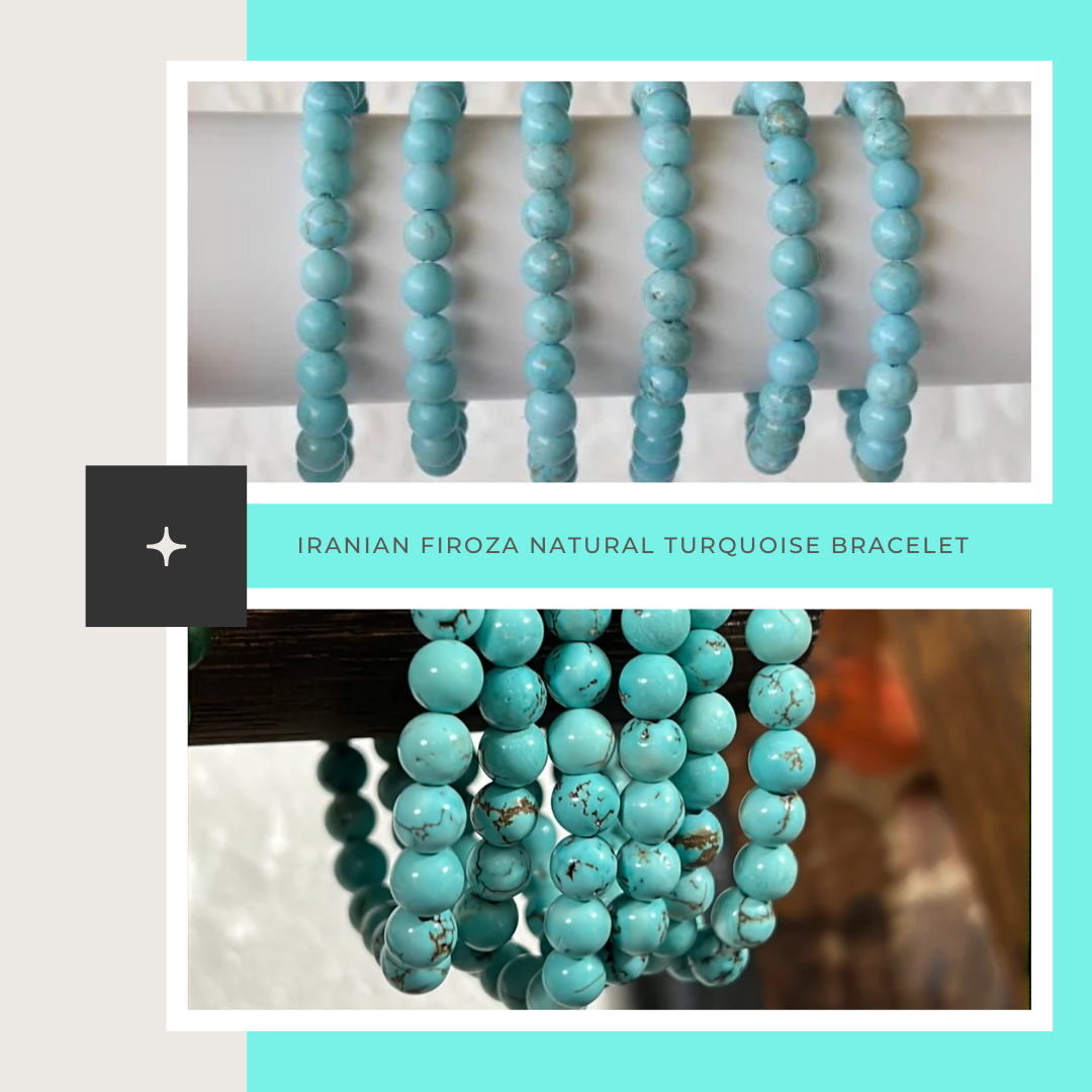 Vibrant Protection: Iranian Firoza Natural Turquoise Bracelet