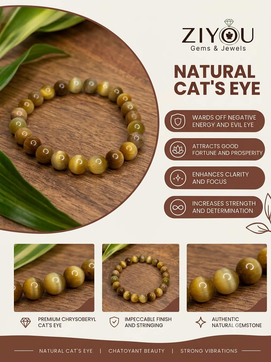 Natural Cat’s Eye Bracelet | Good Luck, Protection & Mental Clarity