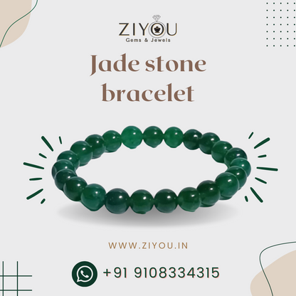 Natural Green Jade Bracelet with Authenticity Certificate | Crystal Stone Bracelet for Balance, Harmony & Positive Energy | Ziyou Gems & Jewels, Bengaluru