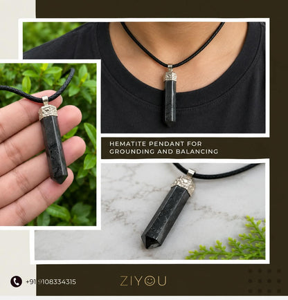 Natural Hematite Pendant for Grounding, Protection & Mental Clarity | Ziyou Gems & Jewels