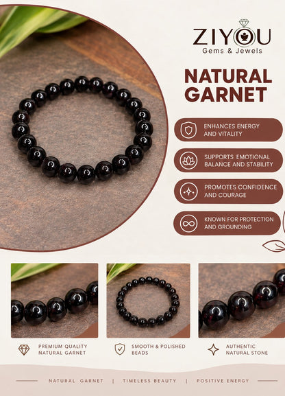 Natural Garnet Bracelet | Unheated Garnet Stone for Strength & Vitality