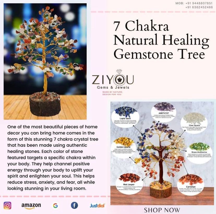 Natural 7 Chakra Crystal Tree | Ziyou Gems & Jewels - Bangalore