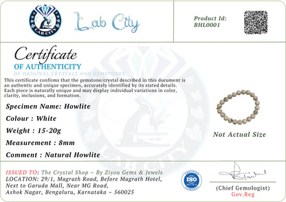 Howlite Crystal Bracelet for Men & Women | Natural Certified Howlite Crystal Bracelet in Bengaluru