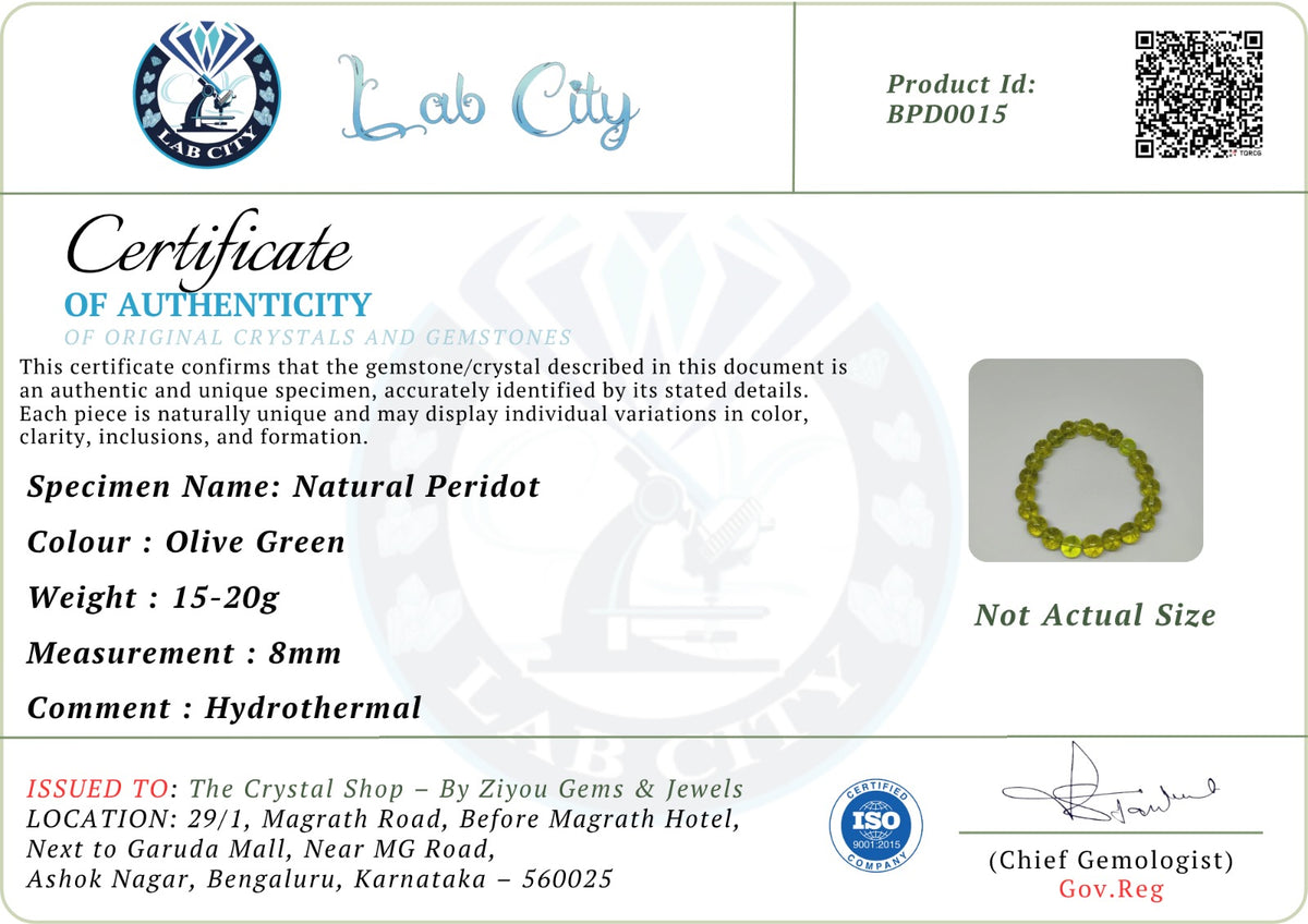 Natural Peridot Bracelet for Boosts Joy and Happiness