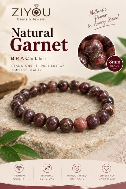 Natural Garnet Bracelet | Unheated Garnet Stone for Strength & Vitality